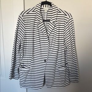 Ava & Viv Black and White Striped Blazer